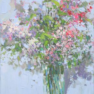 Cosmos Flower - Vietnamese Oil Painting by Artist Le Huong