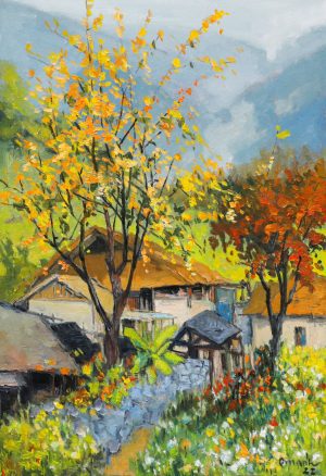 Summer Comes to My Village - Vietnamese Oil Painting by Artist Lam Duc Manh