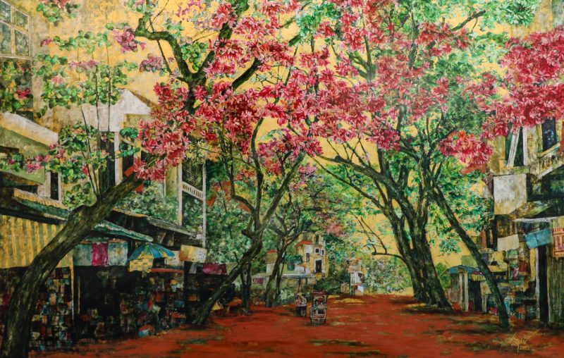 Summer Noon - Vietnamese Lacquer Painting by Artist Nguyen Van Nghia