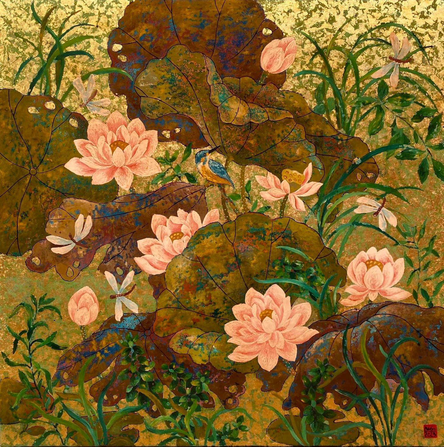 Summer Song - Vietnamese Lacquer Painting by Artist Chau Ai Van