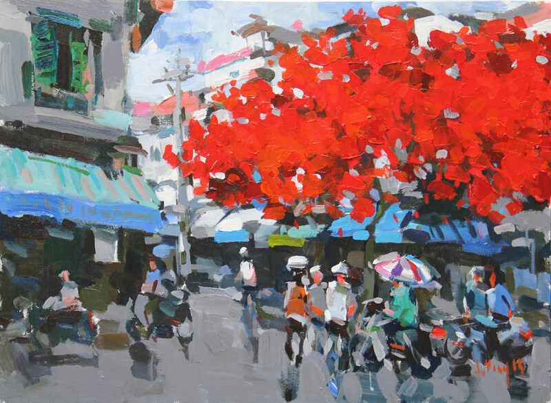 Summer in Hanoi Street Corner, Best Vietnam Art Gallery