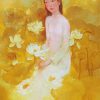 White Lotus Vietnamese Oil Painting by Artist An Dang