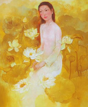 Sunlight in the Garden II - Vietnamese Oil Painting by Artist An Dang