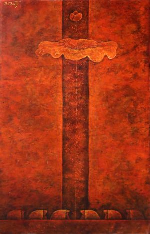 Throne of the Lotus Vietnamese Lacquer Painting by Artist Luong Duy