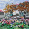 Tet Market - Vietnamese Oil Painting by Artist Pham Hoang Minh
