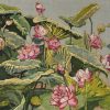 Lotus in Serene Hues - Lacquer Painting by Artist Le Khanh Hieu