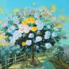 The Blooming Tree Rose - Vietnamese Oil Painting by Artist Dang Dinh Ngo