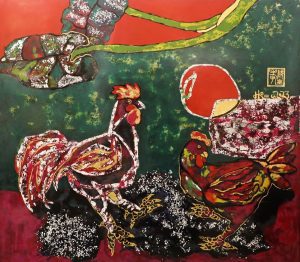 The Call of Spring - Vieteanamese Lacquer Painting by Artist Nguyen Sy Hieu