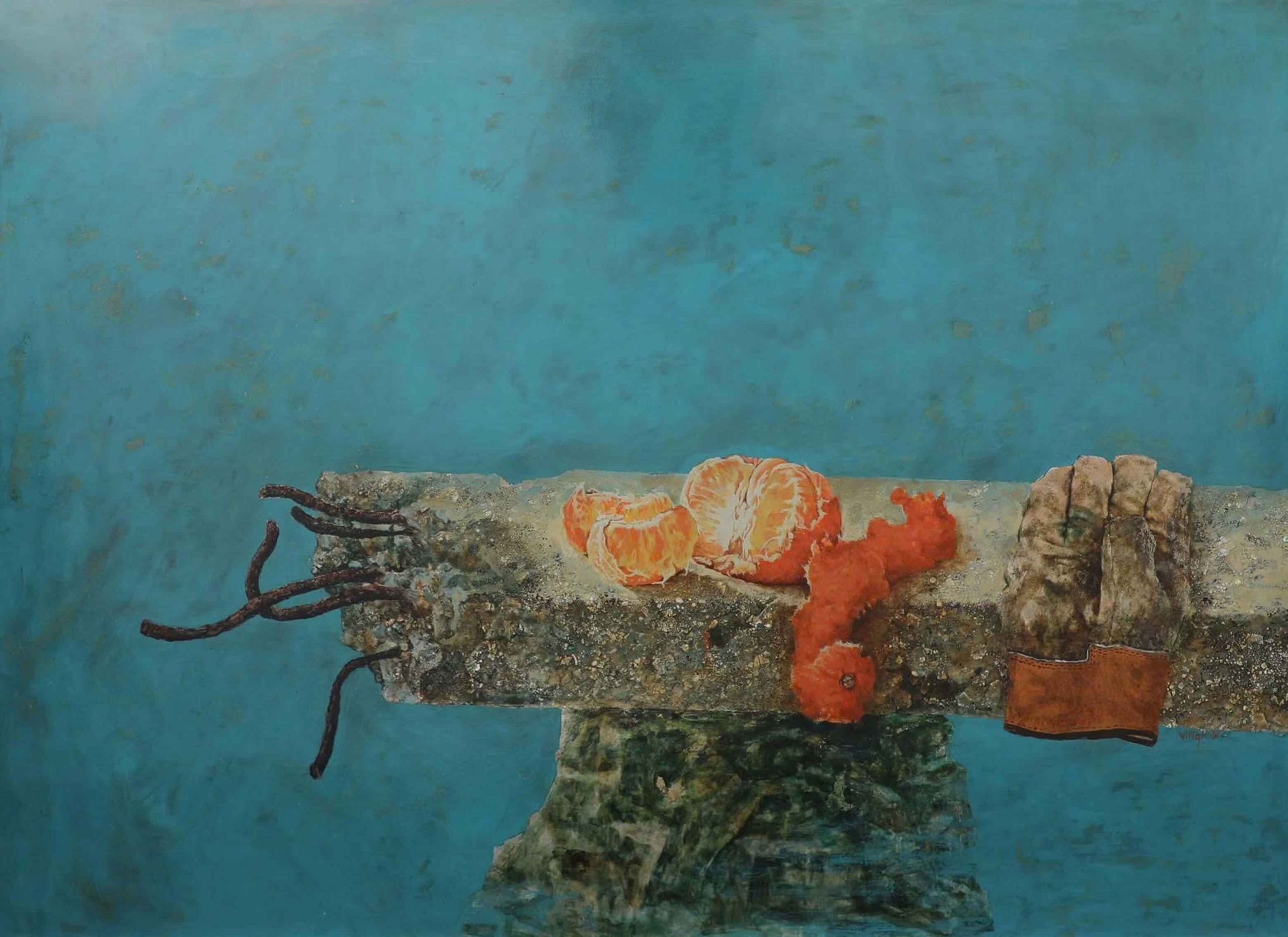 The City at Rest - Lacquer Painting by Artist Nguyen Van Nghia