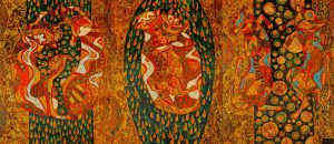 The Dance of Cats - Vietnamese Lacquer Painting by Artist Ngo Ba Cong
