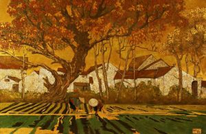 The Field - Vietnamese Lacquer Paintings by Artist Do Khai