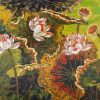 The Five Lotuses I - Vietnamese Lacquer Painting by Artist Tran Thieu Nam