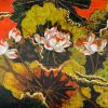 The Five Lotuses II - Vietnamese Lacquer Painting by Artist Tran Thieu Nam