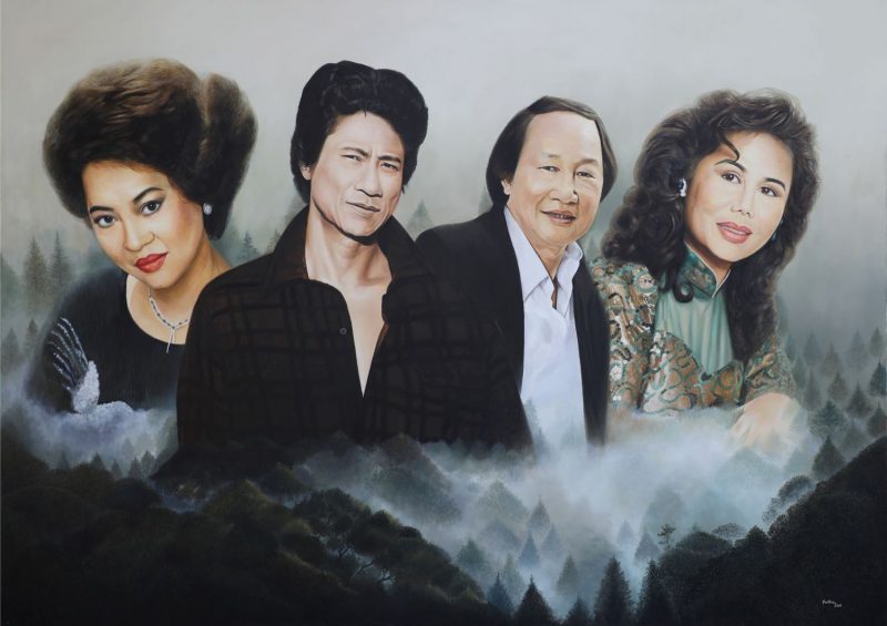 The Four Greatest Vietnamese Singers - Vietnamese Oil Painting by Artist Tran Viet Thuc