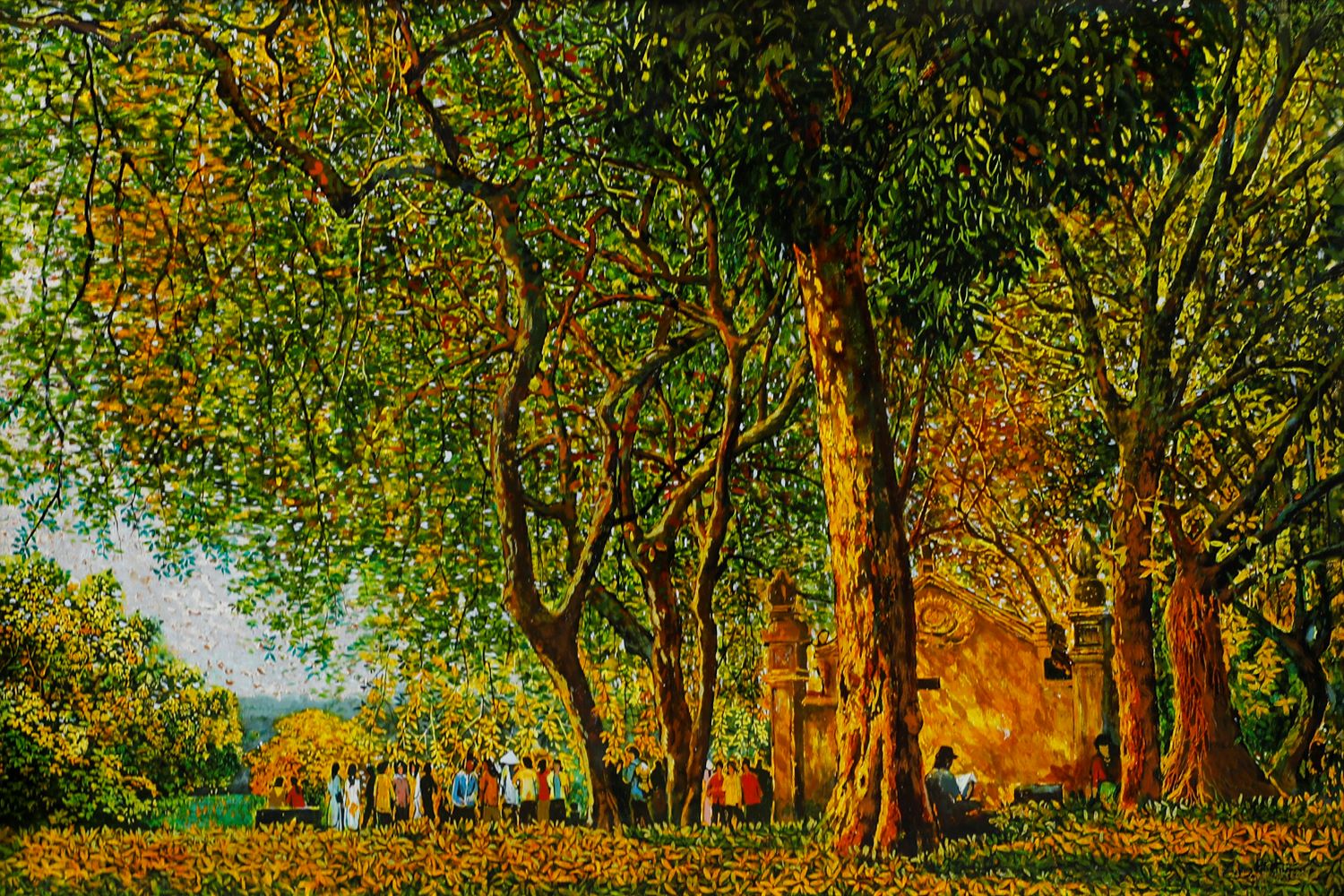 The Love of Land & Trees I - Vietnamese Lacquer Painting by Artist Giap Van Tuan