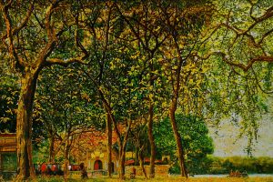 The Love of Land & Trees II - Vietnamese Lacquer Painting by Artist Giap Van Tuan