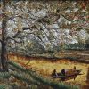 The Old Ferry Dock - Vietnamese Lacquer Painting by Artist Nguyen Binh Son