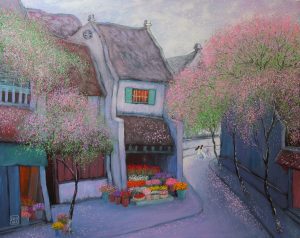 The Old Quarter - Vietnamese Acrylic Painting by Artist Nguyen Lam