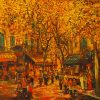 The Old Quarter's Folk - Vietnamese Lacquer Painting by Artist Giap Van Tuan