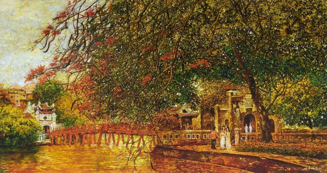 The Path of Literary Brilliance - Lacquer Painting by Artist Giap Van Tuan
