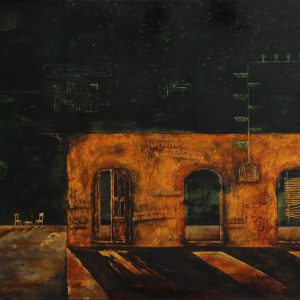 The Past Echoes II - Vietnamese Lacquer Painting by Artist Luong Duy