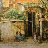 The Porch - Vietnamese Lacquer Painting by Artist Nguyen Van Nghia