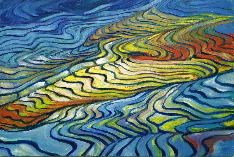 The Rice Terrace - Vietnamese Oil Painting by Artist Minh Chinh