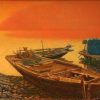 The River Port - Vietnamese Oil Painting by Artist Nguyen Dinh Duy Quyen