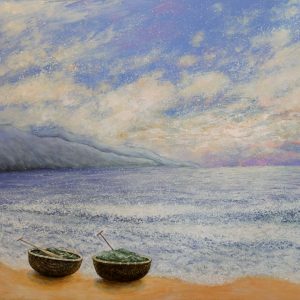 The Sea at Dawn - Vietnamese Acrylic Painting by Artist Nguyen Lam