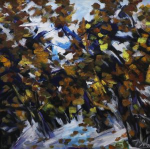 The Season of Falling Leaves - Vietnamese Oil Painting by Artist Dau Quang Toan