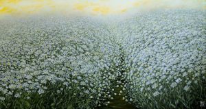 The Season of White Flowers - Vietnamese Acrylic Painting by Artist Nguyen Lam