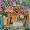 The Small Alley - Vietnamese Lacquer Painting by Artist Nguyen Van Nghia