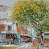 The Street Corner - Vietnamese Oil Painting by Artist Giap Van Tuan