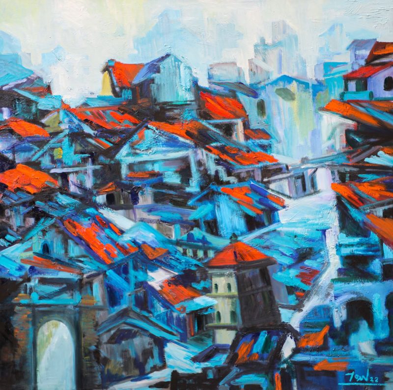 The Street II - Vietnamese Oil Painting by Artist Dau Quang Toan