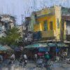 The Street after Rain - Vietnamese Oil Painting by Artist Pham Hoang Minh