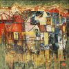 The Street of Hanoi - Vietnamese Lacquer Painting by Artist Do Khai