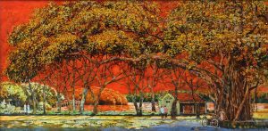 The Twilight of Orange Glow - Vietnamese Lacquer Paintings by Artist Giap Van Tuan