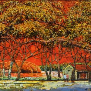 The Twilight of Orange Glow - Vietnamese Lacquer Paintings by Artist Giap Van Tuan