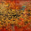 Impermanent World - Vietnamese Lacquer Painting by Artist Trieu Khac Tien