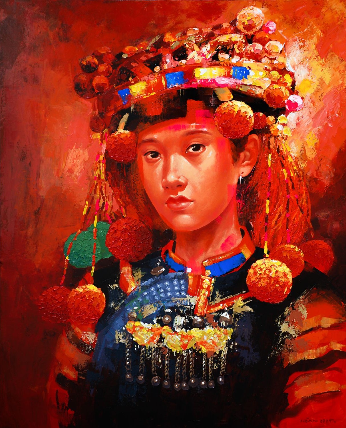 Ha Nhi Young Women - Acrylic Painting by Artist Hoang Hoan