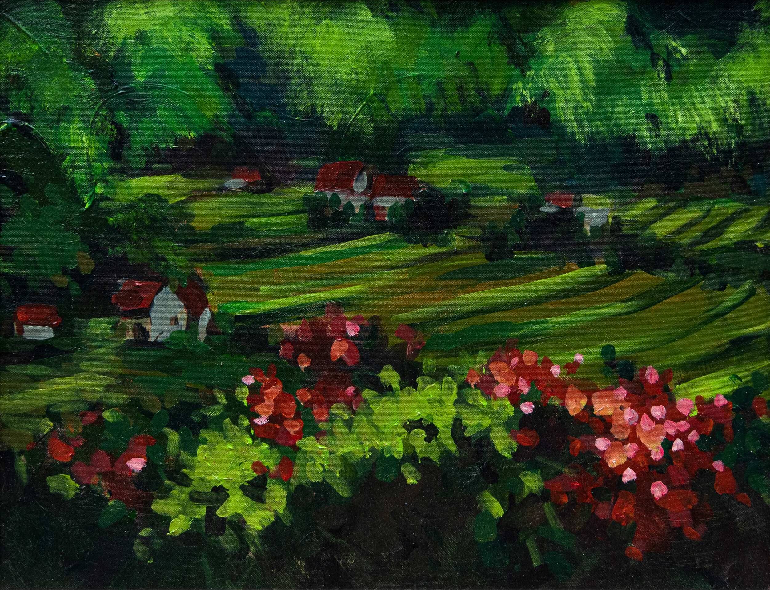 Green Valley - Oil Painting By Artist Vu Manh Tan