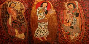The Nest - Vietnamese Lacquer Painting by Artist Ngo Ba Cong