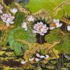 Lotus III - Vietnamese Lacquer Painting by Artist Tran Thieu Nam