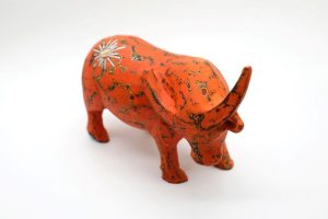 Tranquil Orange Buffalo - Vietnamese Lacquer Artworks by Artist Nguyen Tan Phat 1