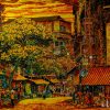 Urban Rhapsody - Vietnamese Lacquer Painting by Artist Giap Van Tuan