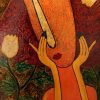 Under the Moon I - Vietnamese Lacquer Painting by Artist HT Phuc