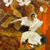 Lovebirds III - - Vietnamese Lacquer Painting by Artist Do Khai