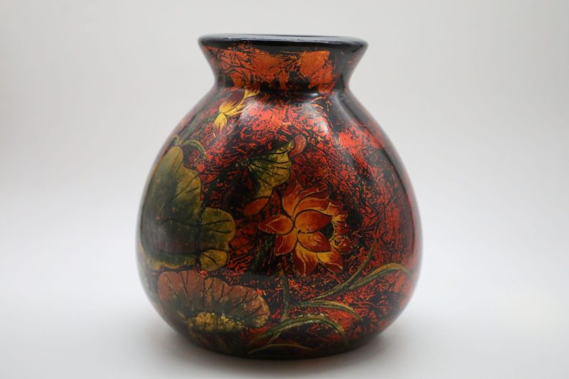 Vase of Night Lotus 01 - Vietnamese Ceramic Vase by Artist Dinh Thi Thanh