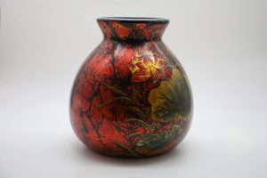 Vase of Night Lotus 01 - Vietnamese Ceramic Vase by Artist Dinh Thi Thanh