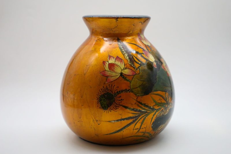 Vase of Royal Lotus - Vietnamese Ceramic Vase by Artist Dinh Thi Thanh